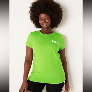 Victoria’s Secret PINK Bloom Green Logo T-Shirt NWOT size S